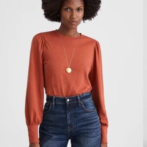 Madewell Smocked Long-Sleeve Top in Soft Slub